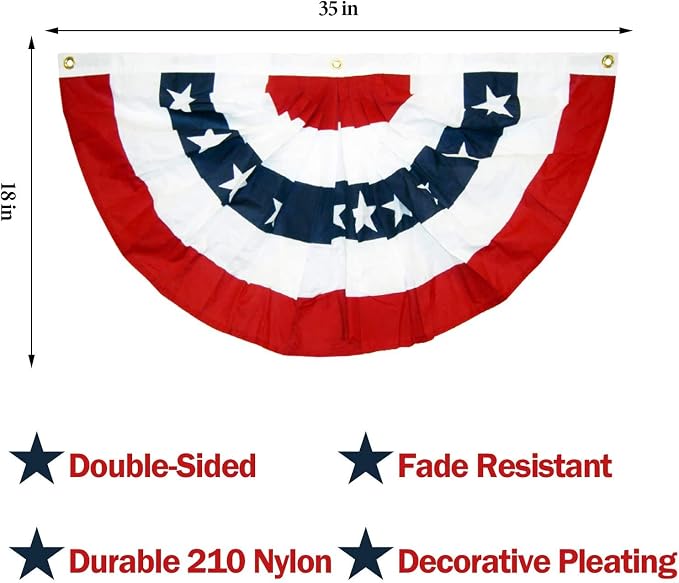EBaokuup 8 Pcs USA Patriotic Pleated Fan Flags-3 x1.5 Ft American US Flag Bunting Banner Patriotic Bunting Flag Stars and Stripes Flag Bunting for Memorial Day The 4th of July and Labour Day - Image 2