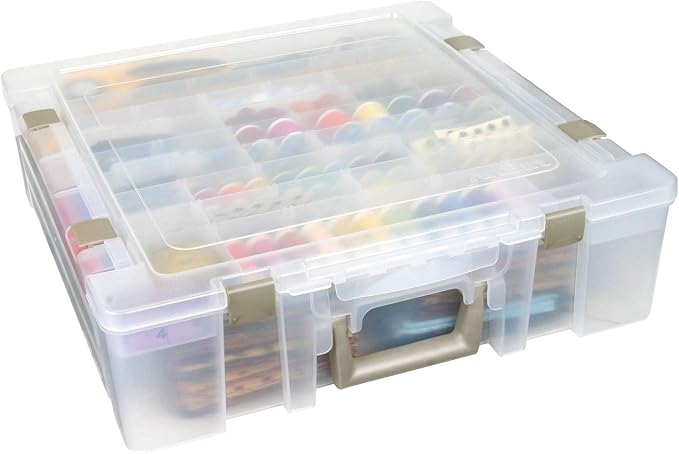 ArtBin Super Satchel Deluxe Divided Base Organizer with Drawers, Clear | Divided Base with Drawers, Large Portable Craft Storage, Secure Latches, Carry Handle, Durable Plastic - Image 2