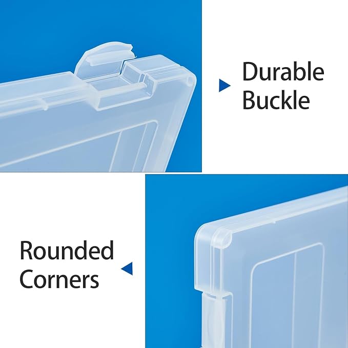 6 Packs A4 Paper Storage Boxes, 8.5 x 11 Plastic Portable Project Case for US letter Size and A4 paper, Plastic Multi-Purpose Thick Scrapbook Storage Box for Office (12.6"L x 9.5"W x 0.94"H) - Image 4
