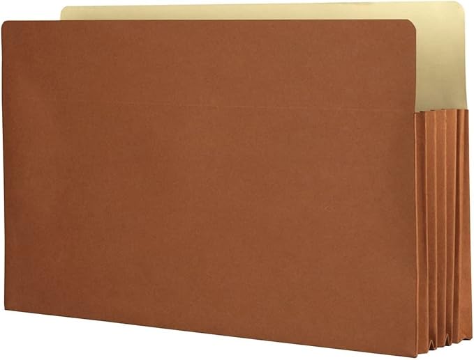 The File King 3.5" Expanding Accordion File Folder, Letter Size, Box of 50 | Red Rope Exterior | Manila Interior | Straight-Cut Tab | Fits 8.5" x 11" Documents | Made in USA by TheFileKing