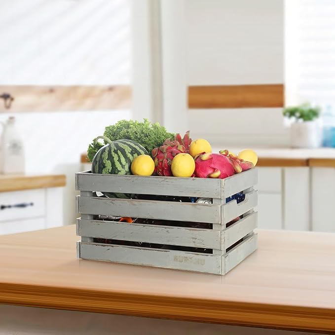 Gray Wooden Crates are Mainly Suitable for Storage, Tool Crate, Wine Crate, Camping, and Other Multi-Purpose. Rustic Style, They are Sturdy and Durable, set of 2 Length of 17.7 inches. - Image 7