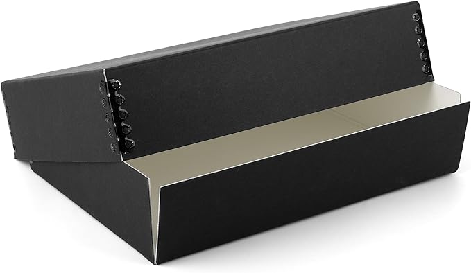 Lineco 11x14 Black Museum Archival Storage Box, Drop Front, 11.75x15x3 in. | Acid-Free with Metal Edge. Preserves Picture Longevity, Organize Photos or Documents, Crafts, DIY. by Lineco