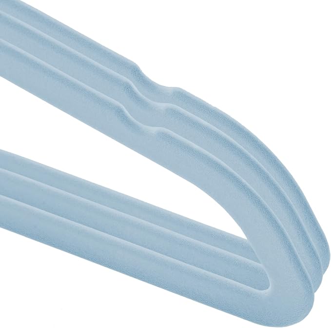 Casafield 50 Velvet Baby Hangers - 11" Size for Infant & Toddler Clothes - Light Blue - Image 3