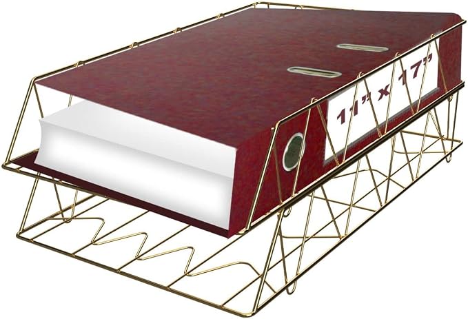 Performore 11x17 Stackable Metal Paper Tray Organizer, 2-Tier Wire Desk Trays for Office & Home, Gold File Holder for Documents, Mail, Folders & Tabloid-Size Paper - Image 4