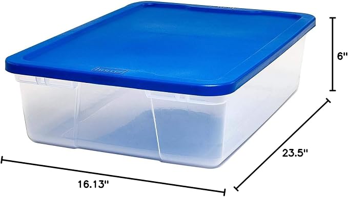 HOMZ 2-Pack Snaplock, Small Clear Plastic Storage Organizer Bins with Lids, 28 Quart, Blue - Stackable Container Boxes for Bedroom, Bathroom, Garage, and Office Organization - Image 10