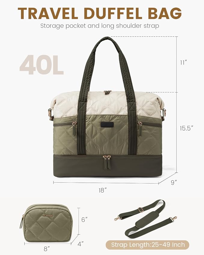 LOVEVOOK Travel Duffle Bag, Lightweight Weekender Bags for Women 40L | Shoe Compartment, Puffer Gym Bag Personal Item Travel Bag, Carry On Overnight Bags,Hospital Bag for Labor and Delivery - Image 2