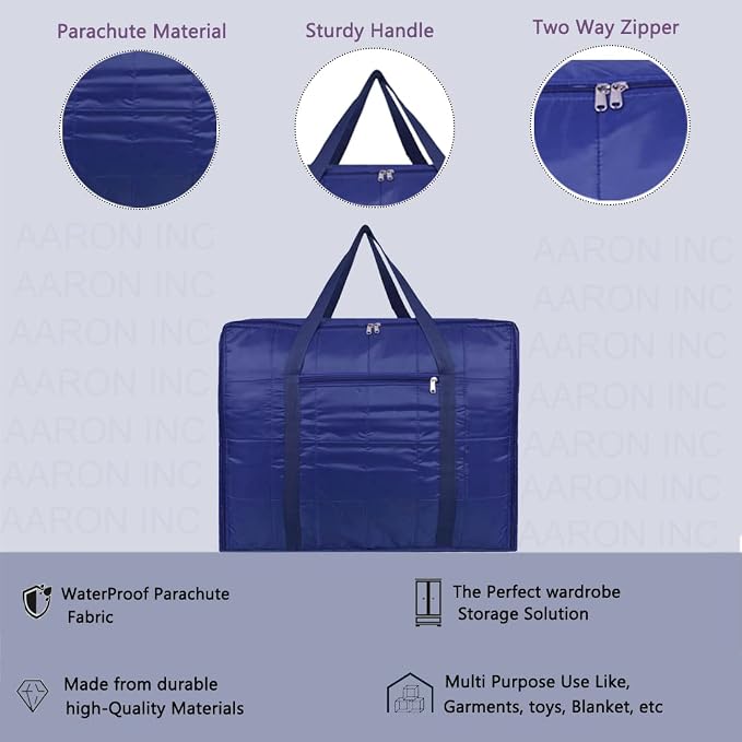 AI ANKIT INTERNATIONAL® Multi-Purpose Storage Bag Light Weighted|Moisture Proof Parachute Jumbo Storage Bag for Clothes & Bedding Storage(BLUE, 73x54x30 Cm) - Image 7