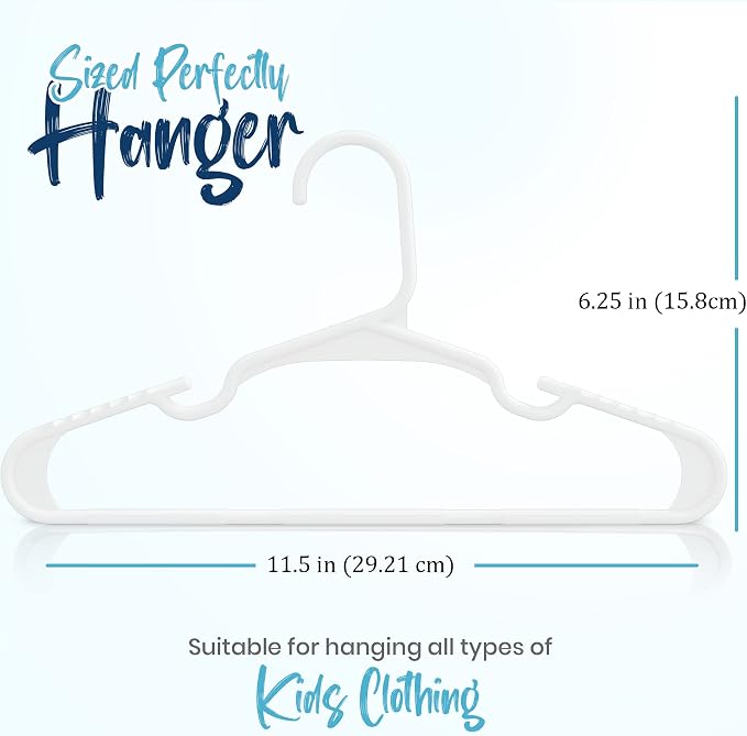 Utopia Home Kids Hangers 160 Pack – 11.5 Inch Baby Closet Hangers White | Plastic baby hangers | Fits children's & infant clothes | Gentle on delicate garments - Image 2
