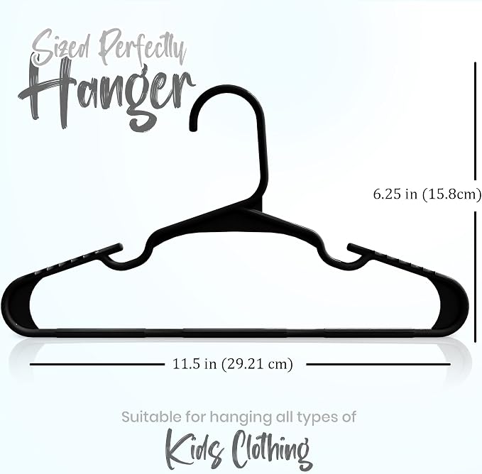 Utopia Home Kids Hangers 20 Pack – 11.5 Inch Baby Closet Hangers Black | Plastic baby hangers | Fits children's & infant clothes | Gentle on delicate garments - Image 2