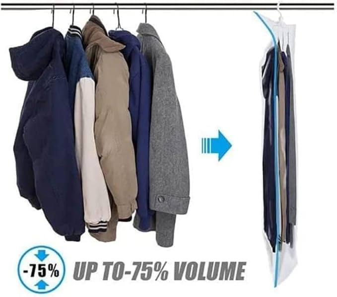 2023 Hanging Compressible Storage Bag -【New Version】Vacuum Storage Bags w/ Manual Air Seal Tight Pump, Reusable Space Saving Storage Bags for Clothes Vacuum Organizer Home Closet Organization (Large, 5PCS) - Image 4