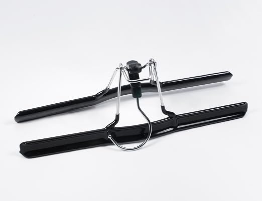 NAHANCO 10” Non Slip Metal Skirt/Pant Hanger with Rubberized Clamp, Black - 12 Pack - Image 3