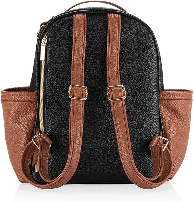 Itzy Ritzy Mini Diaper Bag Backpack 10 Pockets Changing Pad, Coffee & Cream | Chic Mini Plus Diaper Bag with 2 Insulated Bottle Pockets, Key Lanyard, Wipeable Changing Pad, Grab-Top Handle & Rubber Feet - Image 10