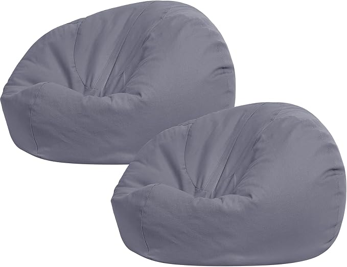 Sliner 2 Pcs Stuffed Storage Bean Bag Chair Cover for Kids Adults (No Filler) Stuffable Zipper Beanbag Cover for Organizing Plush Toys or Foam(31.5 * 31.5 * 15inch,Cotton,Gray) by Sliner