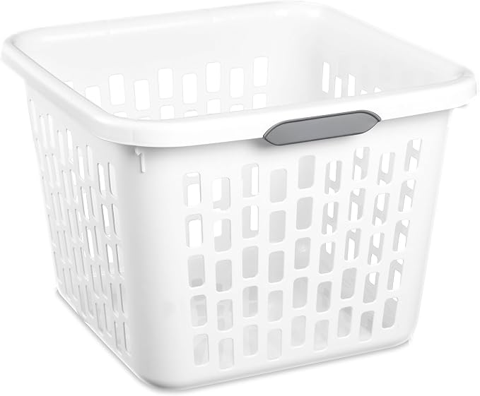 Sterilite Square Laundry Basket, Plastic Clothes Hamper, 6-Pack | 1.5 Bushel Capacity, White, Dirty Clothing Storage, Ventilated Rectangular Holes & Large Comfort Grip Handles for Easy Carry - Image 7