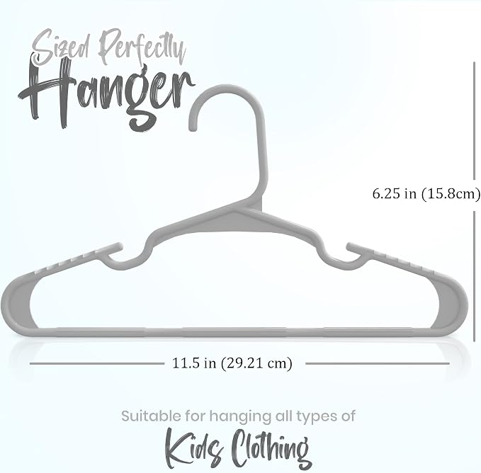 Utopia Home Kids Hangers 60 Pack – 11.5 Inch Baby Closet Hangers Gray | Plastic baby hangers | Fits children's & infant clothes | Gentle on delicate garments - Image 3
