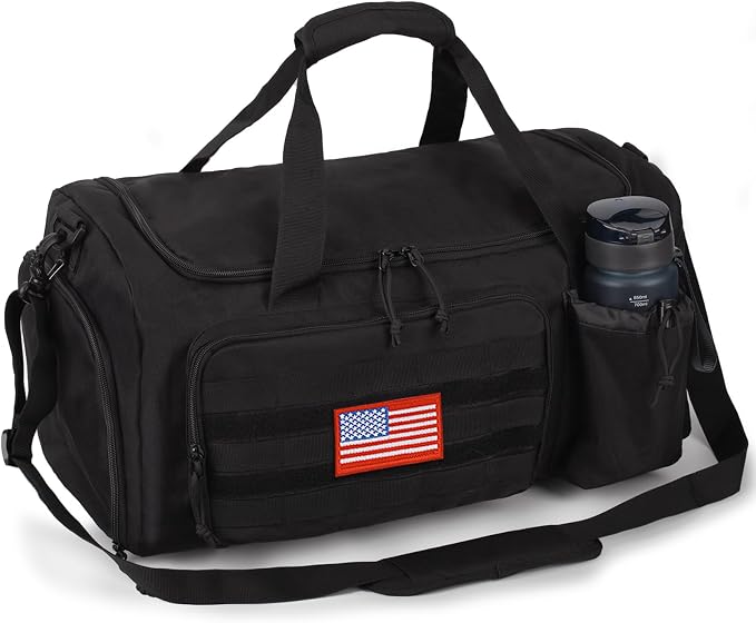 Tactical Gym Bag for Men, 60L Duffle Bag with Shoes Compartment for Travel | Water-Resistant Sports Weekender Bag with Adjustable Shoulder Strap Wet Pocket for Gym,Travel,Hiking,Camping Overnight Trips by ATRIPACK