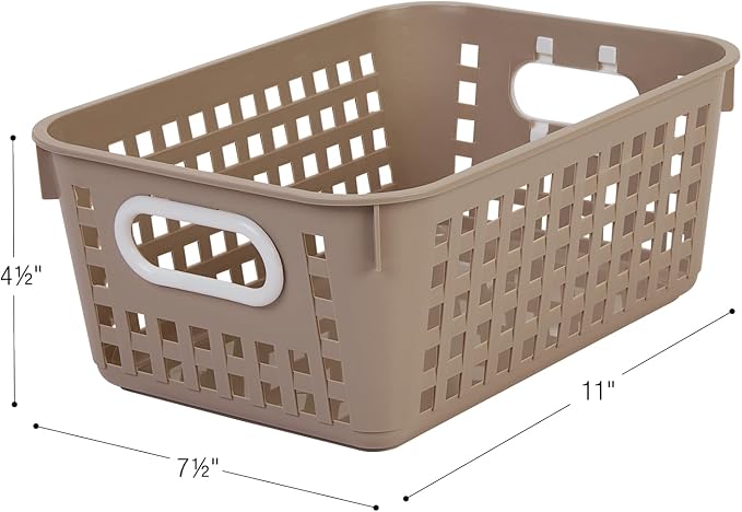 Really Good Stuff Medium Plastic Book Baskets, 11" x 7.5" x 4.5", 6-Pack | Tan, Versatile Storage Solution for Classroom, Home & Office, Storage, Multi-Purpose - Image 7