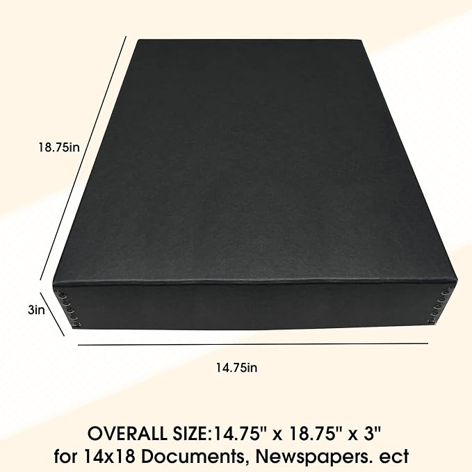 Golden State Art, Drop Front Archival Storage Box, 14.75"x18.75"x3"-Black | Acid-Free 14x18 Museum Photo Storage Box with Metal Edge, Preserve Documents, Prints, Poster, Photographs, Arts And Crafts - Image 3