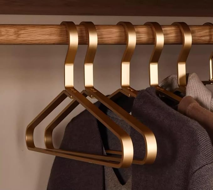Premium Matte Golden Aluminum Coat Hangers 6 Piece Set, 17.7” Extra Smooth & Durable Metal Shirt Dress Hanger,Aluminum Alloy Hanger,Clothing Support,Clothing Hang - Image 7