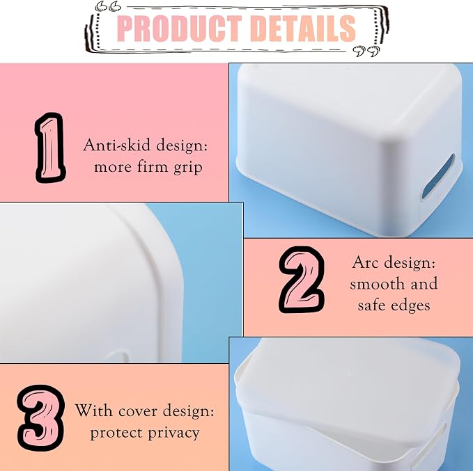 BBTO 8 Pcs White Plastic Storage Bins with Lids Organizing Container with Handle Stackable Containers for Organizing Including Labels and Marker for Table Organization, 10.2 x 7.3 x 6.5 Inch - Image 3