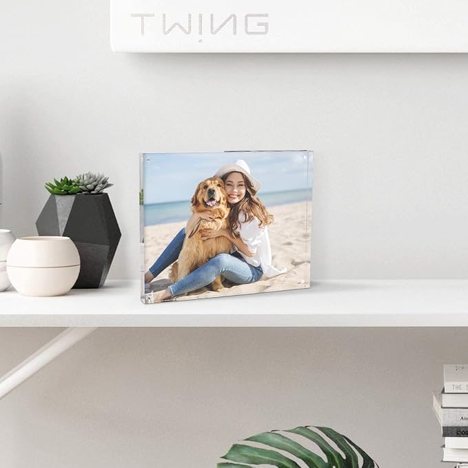8x10 Acrylic Frame 3 Pack,20MM Thicker Frameless Clear Picture Frames | Freestanding Double Sided Magnetic Picture Frame,Acrylic Picture Frames for Desktop Display with Microfiber Cloth,Gift Ideal - Image 5