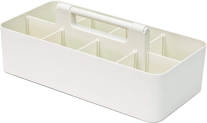 -Large Portable Caddy, DIY Dividers, 8 Compartments, Bathroom Organizer,Portable Basket with Handle Storage Organizer Modern Made in USA (3 PACK, Ivory) - Image 3