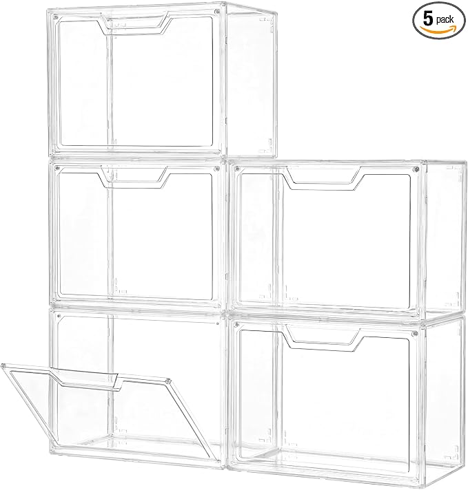 Stackable Acrylic Display Case,Clear Storage Bins with Lid for Collectibles | Purse Organizer ,Storage Boxes/Bins with Lids, Closet Organizers and Storage for HandBags, Hat, Collectibles and Lego by Freebat