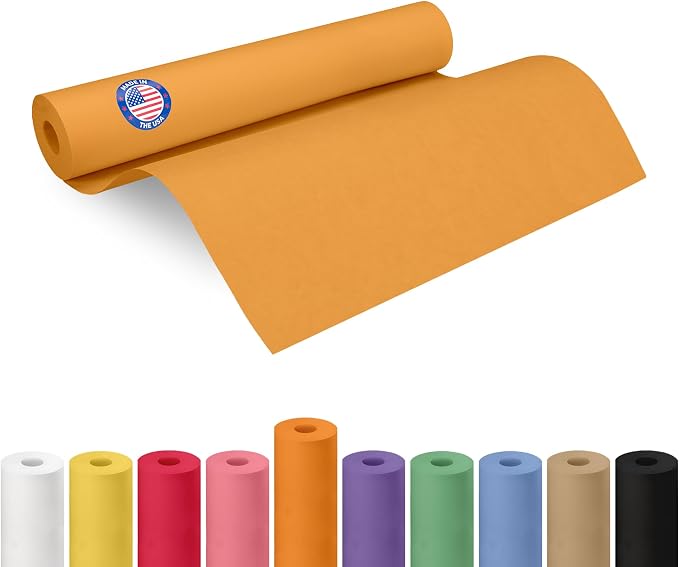 18" x 1200" (100 ft) Orange Kraft Paper Roll - USA-Made Quality Orange Craft Paper for Gift Wrapping, Kids' Arts & Crafts, School Projects - Natural Material 50lb Thickness by IDL Packaging by IDLPackaging