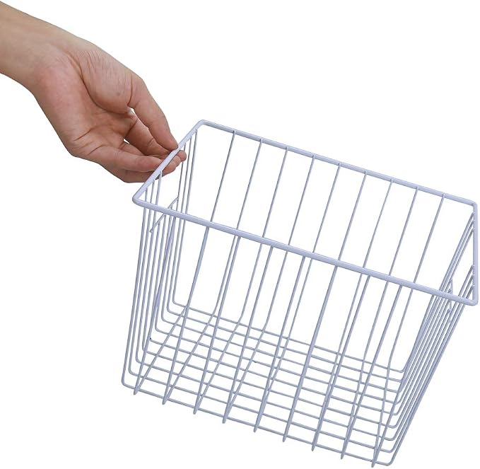 Freezer Storage Organizer Basket, Refrigerator Wire Household Bins with Built-in Handles for Kitchen, Pantry, Cabinet, Closets - Pearl White(4Pack, 11in x 10in x 5.5in) - Image 3