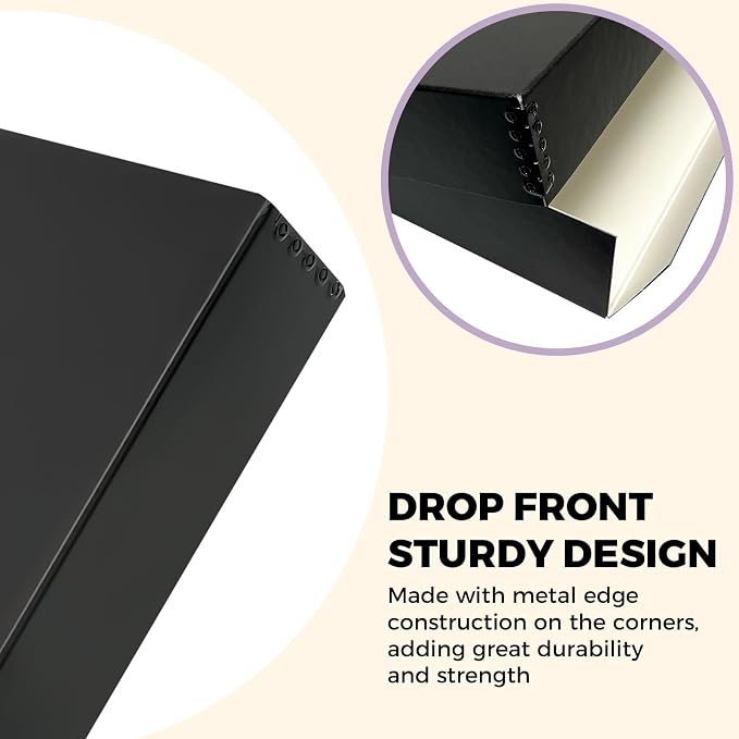 Golden State Art, Drop Front Archival Storage Box, 11.75"x15.25"x3"-Black | Acid-Free 11x14 Museum Photo Storage Box with Metal Edge, Preserve Documents, Prints, Poster, Photographs, Arts And Crafts - Image 9