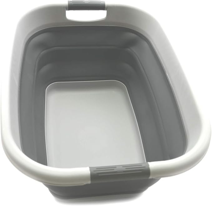 SAMMART 31L (8.1 gallon) Collapsible Plastic Laundry Basket-Foldable Pop Up Storage Container-Portable Washing Tub - Space Saving Hamper/Basket, Water capacity: 23L (6 gallon) (1, Light Grey) - Image 3