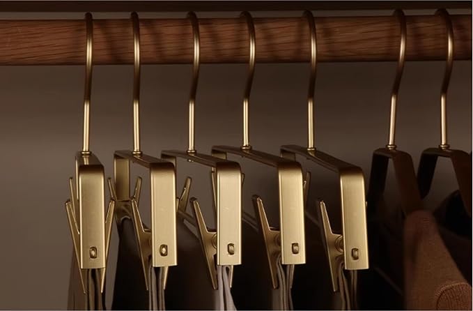Premium Matte Gold Aluminum Pants Clip Hanger 10 Pack, Extra Smooth & Durable Metal Shirt Dress Aluminum Alloy Hanger,Clothing Support,Clothing Hang - Image 7