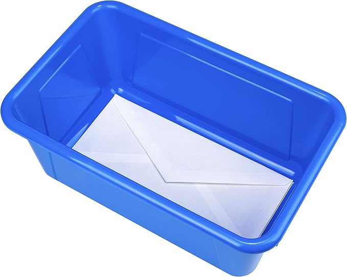 Storex Small Cubby Bins – Plastic Storage Containers for Classroom with Non-Snap Lid, 12.2 x 7.8 x 5.1 inches, Assorted Colors, (62406U05C) (Pack of 5) - Image 6