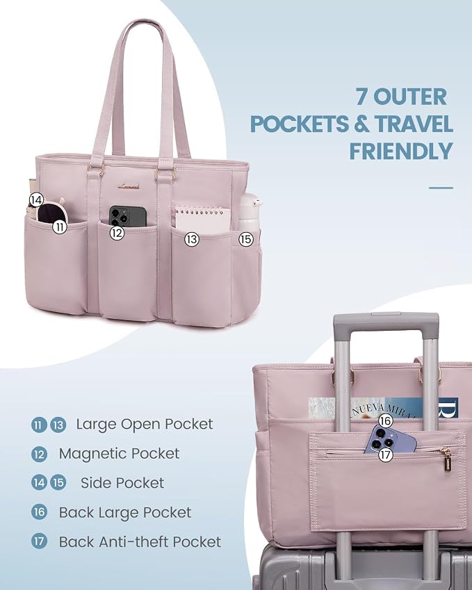 LOVEVOOK Teacher Nurse Tote Bag for Women Work, 15.6 Inch Laptop Bag With Large Cup Holder, Utility Everything Bag For Travel College Daily, Professional Computer Purse Handbag With Multi Pockets - Image 5