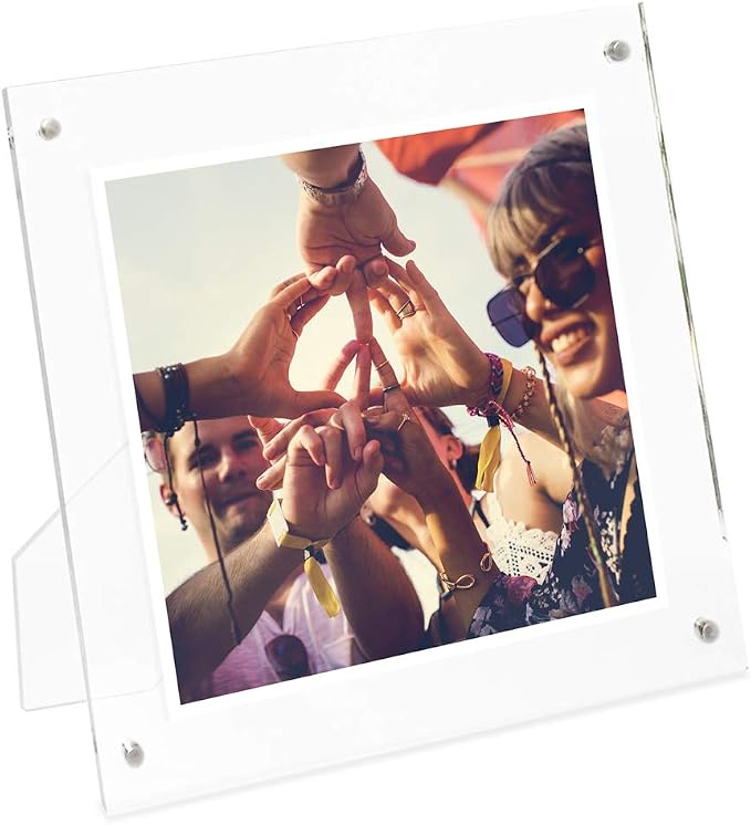 Isaac Jacobs 4x4 Clear Acrylic Magnetic Picture Frame with Two-Way Easel | Plain Acrylic Picture Frame, Magnetic Photo Frame, Made for Tabletop Display - Image 4