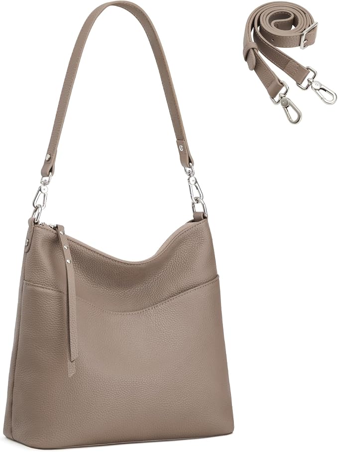 S-ZONE Leather Purses for Women Tote Shoulder Crossbody Bag 2 Straps | Top Grain Leather, Soft, Medium, Bucket Hobo Handbag, Multi Pockets, Vintage Casual, Travel Eveyday Work - Image 7
