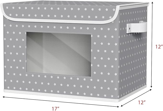 Univivi Fabric Foldable Storage Boxes with Lids, 4 Pack, Gray Star | 17 x 12 x 12 In Large Stackable Storage Bins with Lids, Closet Organizers and Storage Cube Basket for Home, Office, Bedroom - Image 2