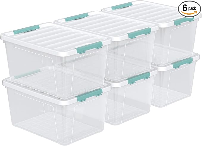 Gainhope 6 Pack 35 L Clear Plastic Storage Bin, Latch Storage Box with Lid by Unknown