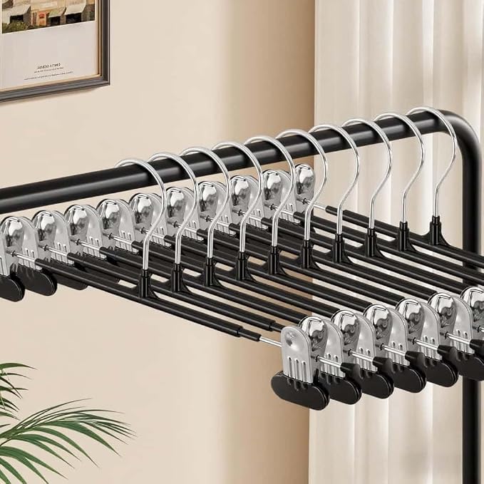 HUADYMEET 14 Inch Heavy Duty Pants Skirt Hangers with Clips,50 Pack | Metal,Space Saving,Adjustable,Hanger for Jeans Shorts Clothes Slacks Trousers,For Adult Men Women Children,Non Slip - Image 7