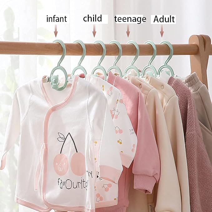 Baby Clothes Hangers 20 Pack, Plastic Kids Hangers Space Saving for Closet | Green Hanger for Toddler Boy and Girl, Lightweight Anti-Slip Cascading Padded Extendable Adjustable Pant Bear Children Hangar - Image 6