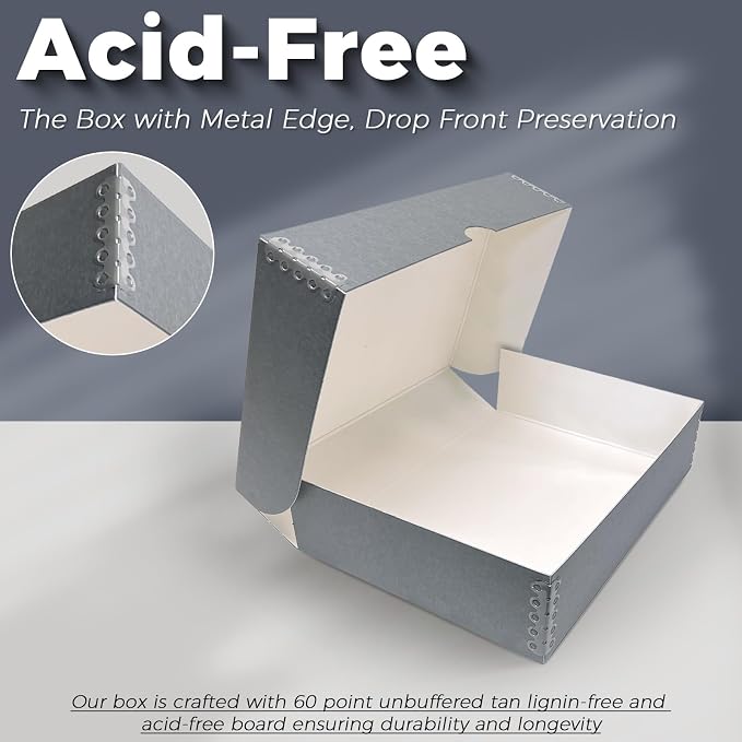 Lineco 9x12 Clamshell Archival Folio Storage Box, 3" Deep, Pack of 2 | Acid-Free with Metal Edge Preservation Box, Preserves Picture, Magazines, Organize Photos, Documents, Artwork, DIY - Image 4
