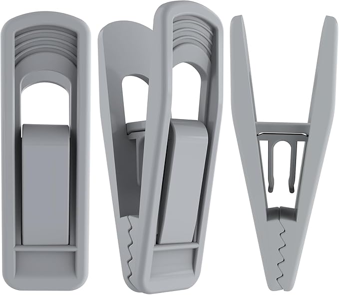 TOFIIGREM Hanger Clips Perfect for Velvet Hangers (Grey, 20 PCS), Strong Plastic Clips Pant Skirt Hanger Clips for Grey Flocking Felt Hangers by TOFIIGREM