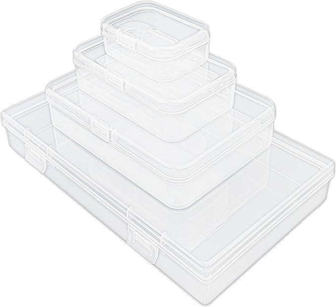 96 Pack Rectangular Clear Plastic Storage Containers | Mixed Sizes, Hinged Lid, For Beads and Small Craft Items - Image 8