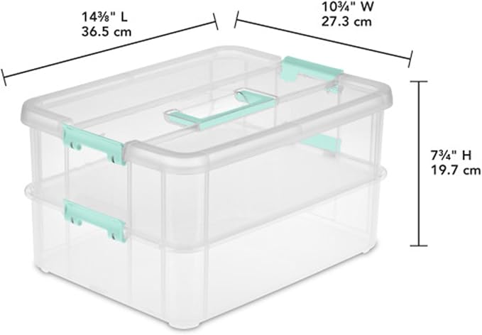 STERILITE Convenient Home 2-Tier Layer Stack Carry Storage Box, Clear 12-Pack 12 X 1 - Image 2