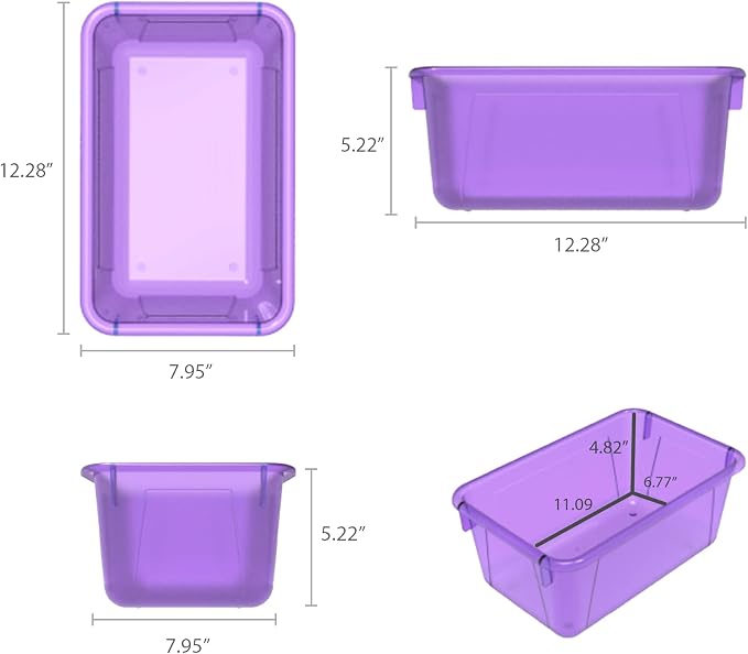 Storex Small Cubby Bin, 12.2 x 7.8 x 5.1 Inches, 5-Pack, Candy Violet (62478U05C) - Image 9