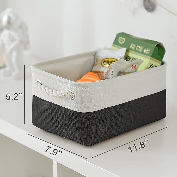 Storage Bins for Shelves - 6 Pack 11.8x7.8x5.2 inch Collapsible Storage Cubes, Basket for Gifts Empty Closet Organizing Dog Toy Box (White & Black) - Image 5