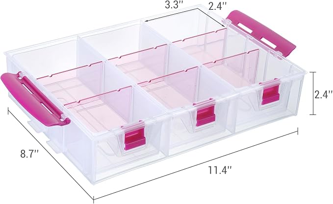 MyGift Stackable Single Tray Add-On for 11-Inch Clear Arts & Crafts Container, 9-Compartment Sewing Supplies Organizer with Removable Dividers for Craft Storage, Includes 3 Drawers - Image 6