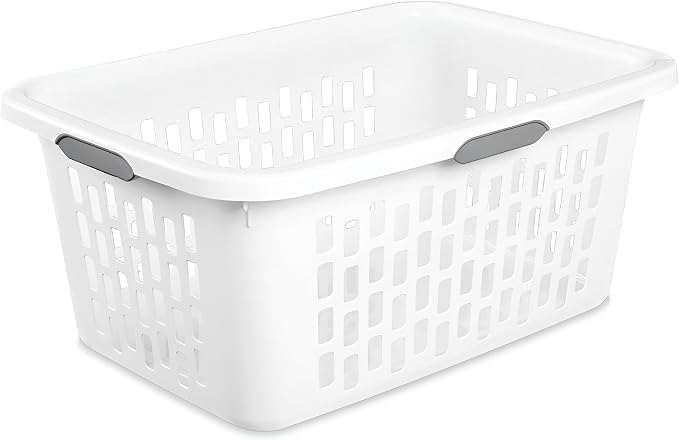 Sterilite Laundry Basket, Plastic Clothes Hamper, Large Rectangle Bin with Comfort Grip Handles and Reinforced Rim, 2 Bushel Capacity, White, 12 Pack - Image 7
