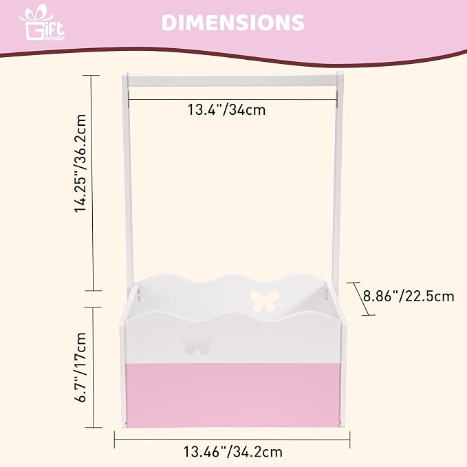 GiftAmaz Pink Wooden Baby Shower Crate Closet, Baby Storage Crate with Handle, Baby Shower Gifts Basket, Baby Welcome Box for Newborn Girls, Pregnancy Gifts for New Parents - Image 7