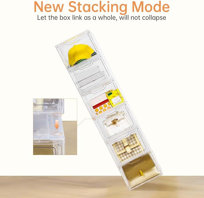 6 Pack Clear Storage Bins with Lids, 19 Qt Closet Organizers and Storage | Stackable, Magnetic Doors, Clothes Organizers and Storage, Purse Organizer, Craft Containers - Image 6